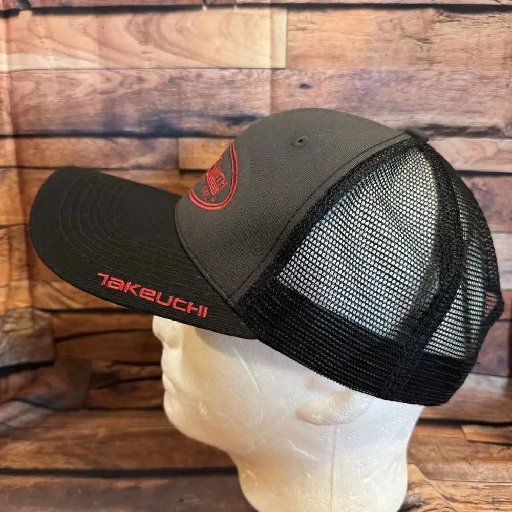 Kirby-Smith Machinery Hat Cap Mens Gray Black Trucker Snapback Mesh Takeuchi Red